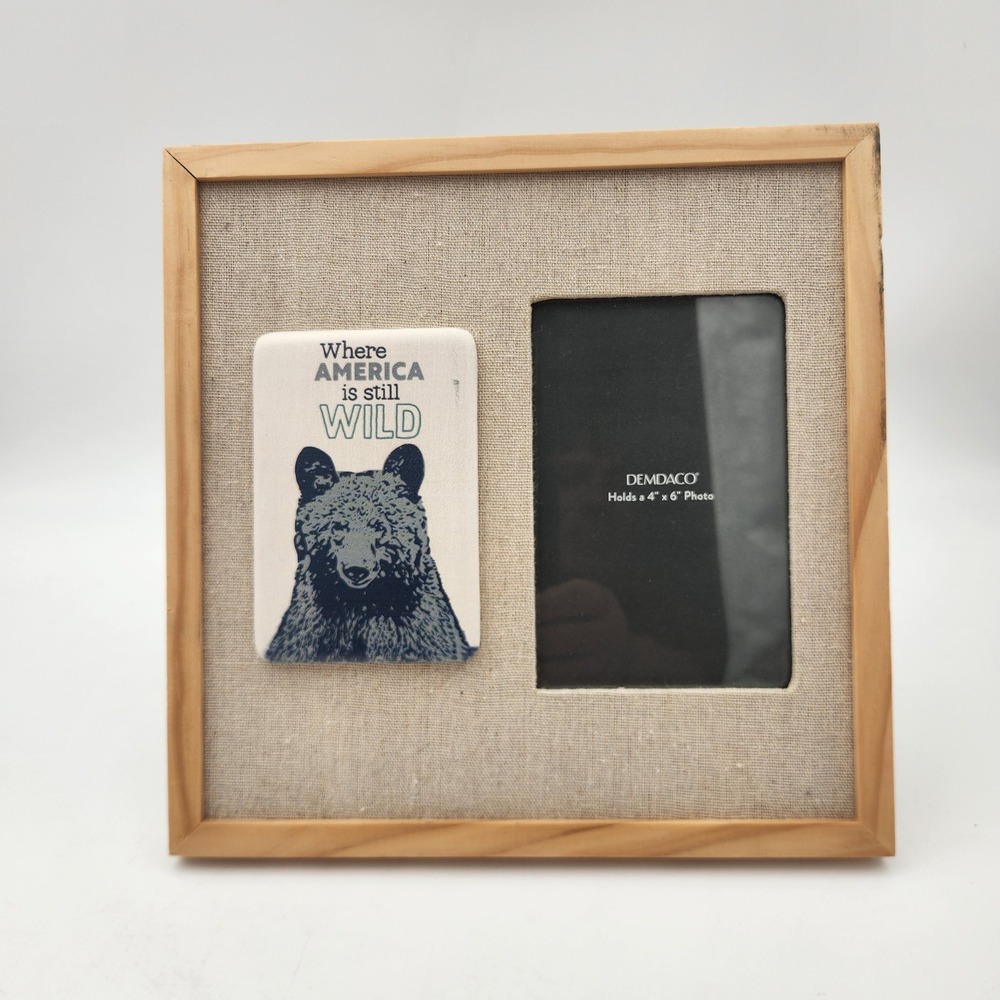 Demdaco Where America is Still Wild Black Bear 4x6 Photo Frame Wood Rustic Lodge